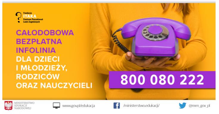 bezpłatna infolinia dla dzieci i młodzieży oraz ich opiekunów